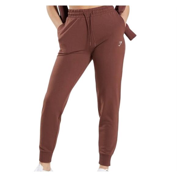 Gymshark | Training Joggers Pants High Rise Sweatpants Cherry Brown Size Medium - Picture 4 of 7